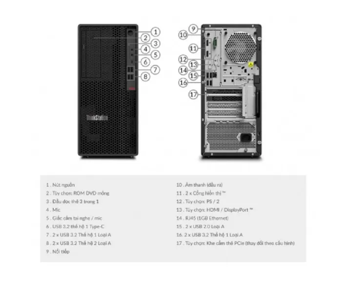 Lenovo Thinkstation P340 Tower, CPU: Xeon® W-1270 - hình số , 4 image
