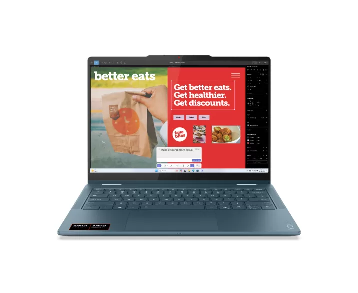 Lenovo Yoga 7 2 in 1 14AKP10, CPU: Ryzen AI 5 340, RAM: RAM 16 GB, Ổ cứng: SSD 512GB, Độ phân giải: Quad HD+, Card đồ họa: AMD Radeon Graphics, Kích thước màn hình: 14 inch, Loại màn hình: Laptop Touch, Hệ điều hành: Windows 11, Màu sắc: Tidal Teal - hình số , 15 image