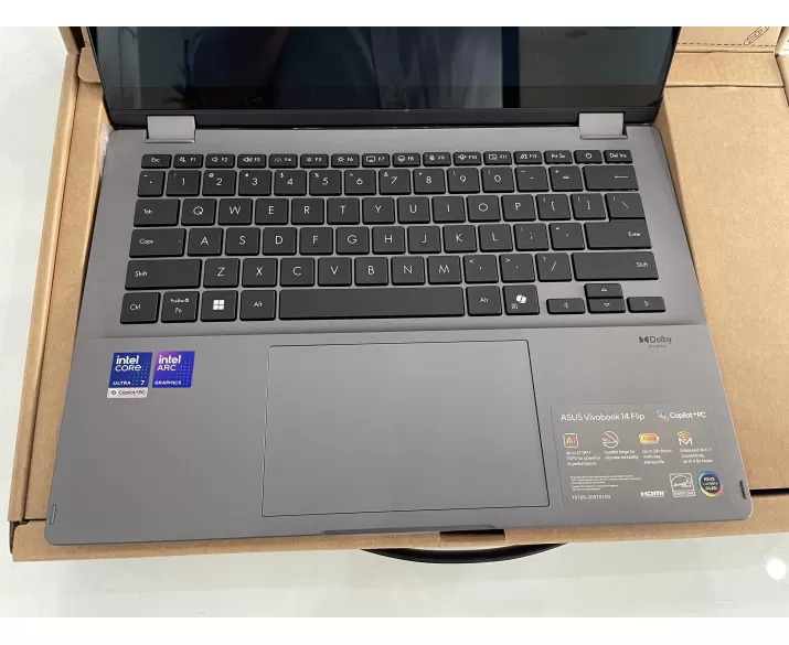ASUS Vivobook 14 Flip TP3407SA, CPU: Core Ultra 7 256V, RAM: RAM 16 GB, Ổ cứng: SSD 1TB, Độ phân giải: Full HD+, Card đồ họa: Intel Arc Graphics, Kích thước màn hình: 14 inch, Loại màn hình: Laptop 2 in 1, Hệ điều hành: Windows 11, Màu sắc: Matte Gray, Tình trạng: Đẹp (97–98%) - hình số , 3 image