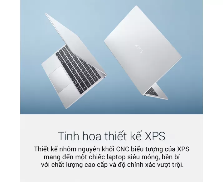 Tinh hoa thiết kế XPS Thiết kế nguyên khối CNC đặc trưng của dòng XPS mang đến vẻ ngoài cao cấp, hiện đại và tinh tế. Các đường nét tối giản kết hợp với lớp vỏ màu bạc tạo nên một chiếc laptop mỏng nhẹ nhưng vẫn sang trọng.