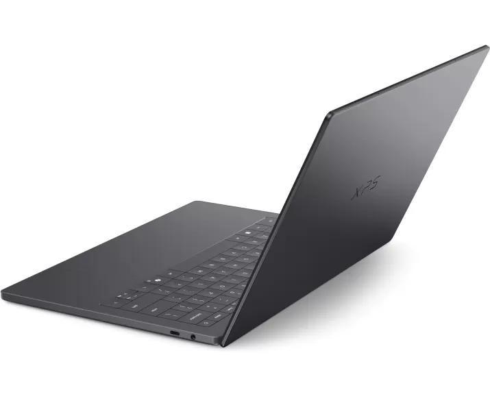 Dell XPS mở góc thấp cho thấy độ mỏng và bản lề chắc chắn