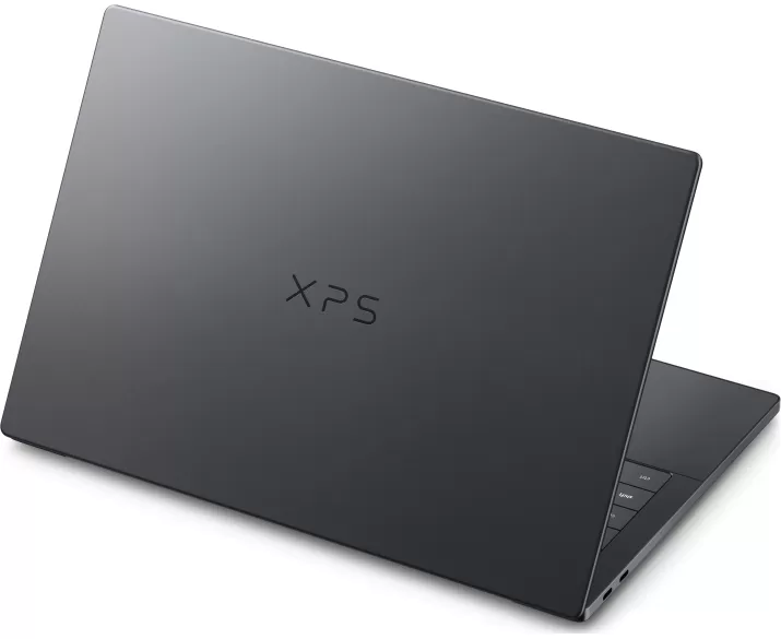 Mặt lưng Dell XPS màu xám với logo XPS tối giản và sang trọng