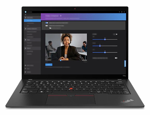  Lenovo Lenovo ThinkPad T14s Gen 4 với màn hình Lenovo View được mở ngửa 90 độ.