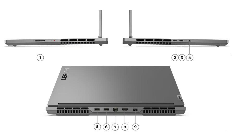Cổng kết nối của Lenovo Legion Slim 5 16AHP9 R7000P