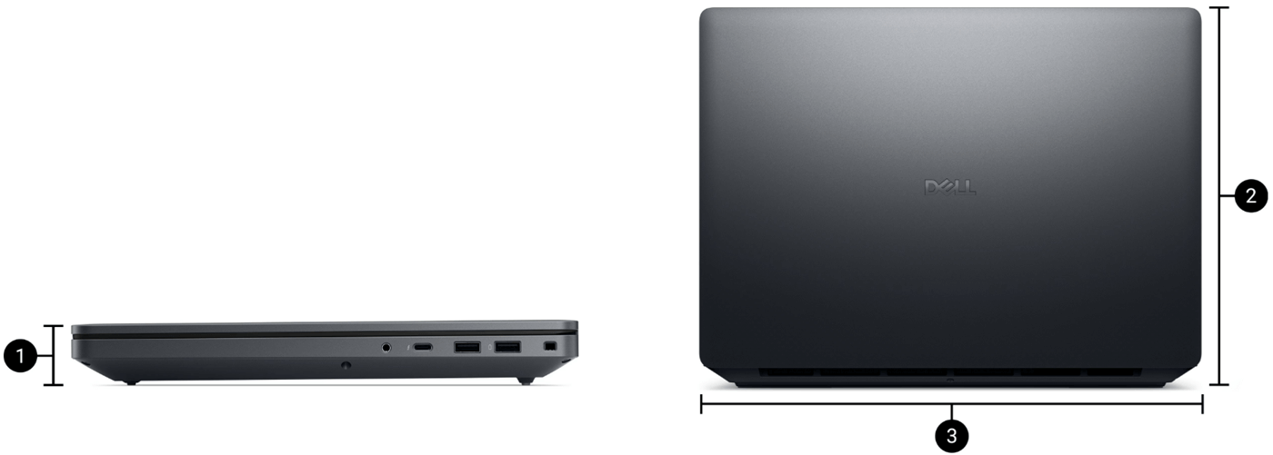 Kích thước laptop Dell Pro Max 16 Plus MB16250