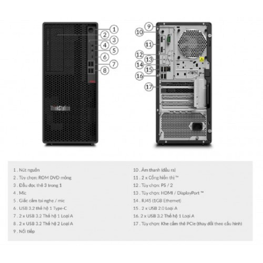 Lenovo Thinkstation P340 Tower, CPU: Xeon® W-1270 - hình số , 4 image