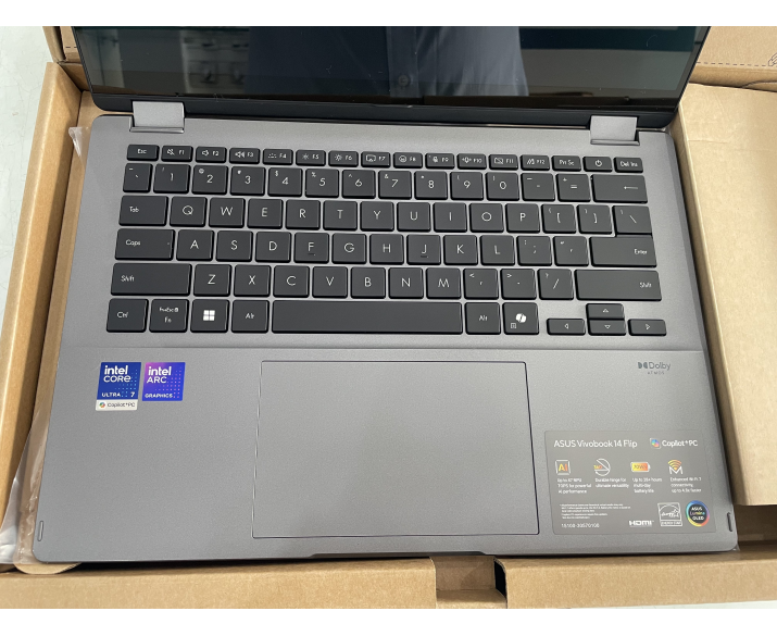 ASUS Vivobook 14 Flip TP3407SA, CPU: Core Ultra 7 256V, RAM: RAM 16 GB, Ổ cứng: SSD 1TB, Độ phân giải: Full HD+, Card đồ họa: Intel Arc Graphics, Kích thước màn hình: 14 inch, Loại màn hình: Laptop 2 in 1, Hệ điều hành: Windows 11, Màu sắc: Matte Gray, Tình trạng: Đẹp (95–96%) - hình số , 3 image