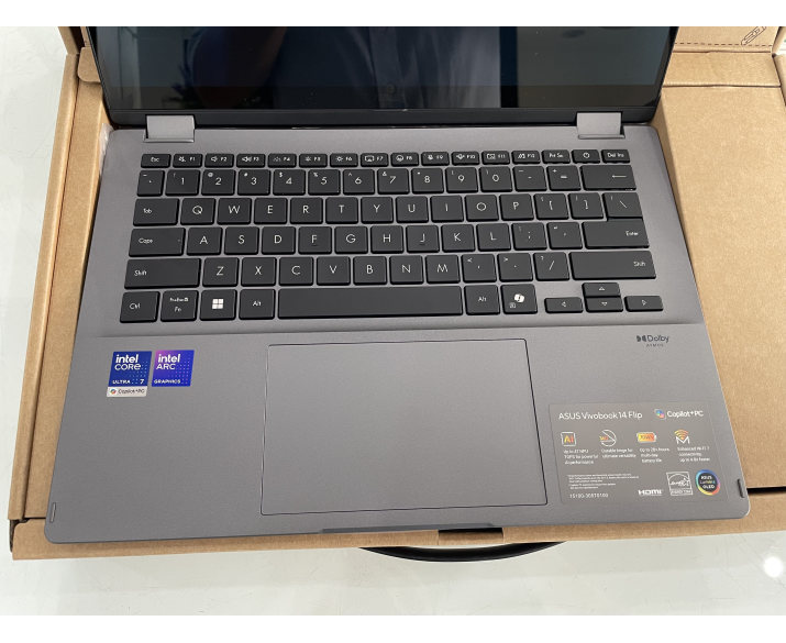 ASUS Vivobook 14 Flip TP3407SA, CPU: Core Ultra 7 256V, RAM: RAM 16 GB, Ổ cứng: SSD 1TB, Độ phân giải: Full HD+, Card đồ họa: Intel Arc Graphics, Kích thước màn hình: 14 inch, Loại màn hình: Laptop 2 in 1, Hệ điều hành: Windows 11, Màu sắc: Matte Gray, Tình trạng: Đẹp (97–98%) - hình số , 3 image